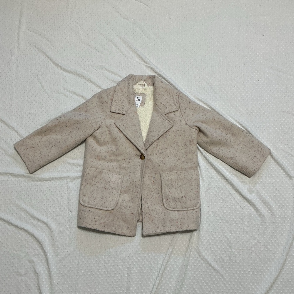 GAP KIDS Toddler Confetti Speckle Sherpa Lined Car Pea Coat Sandstorm 4Y 4 4T